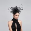 Black Gold Flower Sinamay Fascinator Hatinator, Elegant Wedding Headband for Garden Party, Races & Party