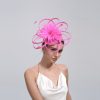 Hot Pink Feather Flower Fascinator Hatinator, Elegant Wedding Headband for Garden Party, Races & Party