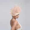 Blush Pink Mesh Flower Fascinator Hatinator, Elegant Wedding Headband for Garden Party, Races & Party